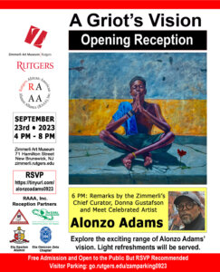 Alonzo Adams paiting on flyer advertising show