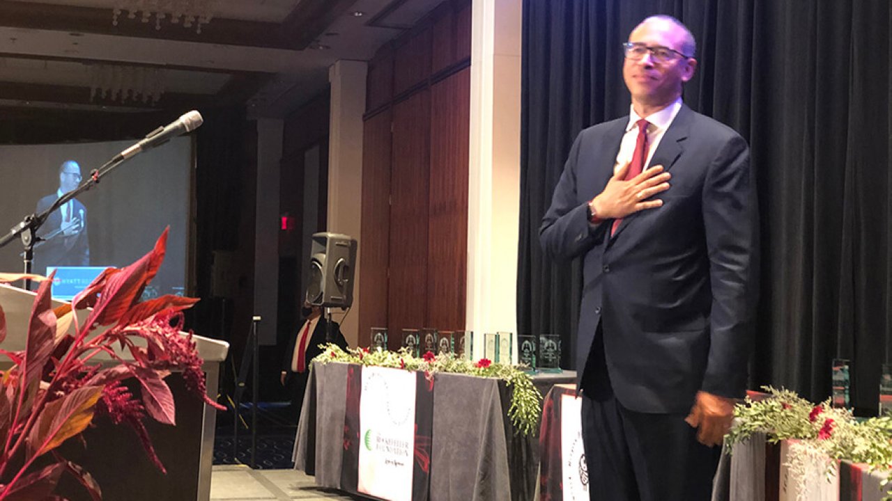 President Jonathan Holloway was inducted into the Rutgers African-American Alumni Alliance Hall of Fame during the 18th annual ceremony on Saturday, Oct. 2 at the Hyatt Regency in New Brunswick.